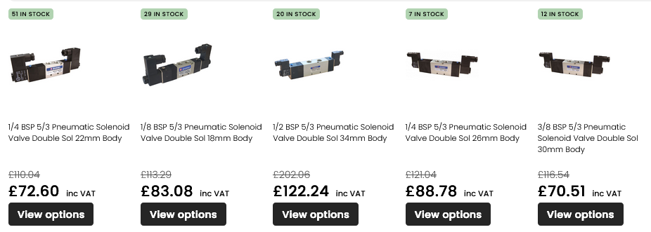 5_3 Solenoid Valves (Double Coil) Centre Closed Exhaust & Pressure