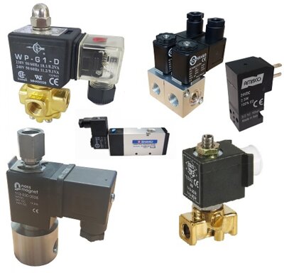 3/2 way solenoid valves for diverting flow including Normally Closed, Normally Open and Universal in Brass, Aluminium, Stainless steel and Plastic.