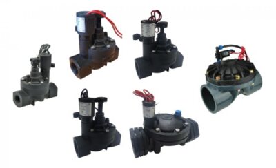 Water irrigation solenoid valves for irrigation and farm watering systems with UV protection, pilot filtration, IP66 all weather ingress protection for use outside. 2/2 way normally closed and bi stable latching function optional PRV pressure regulation and control.