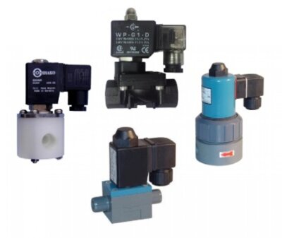 Plastic solenoid valves manufactured from Nylon, PTFE, PVC, Delrin (POM), Polypropylene, PPA (Polyphthalamide) and PVDF for air, water, acid, alkali and most other weak and concentrated acidic and alkali fluids or gases.