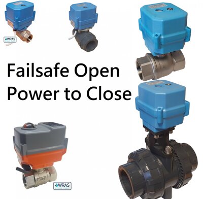 Motor Actuated ball valve function Failsafe Open - Power to close with automatic return to open position when power is removed.