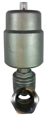 Air operated angle seat piston globe valves 2/2 normally open suitable for air, water, oil, grease, vacuum, steam, thick viscous fluids, acids and alkali's.