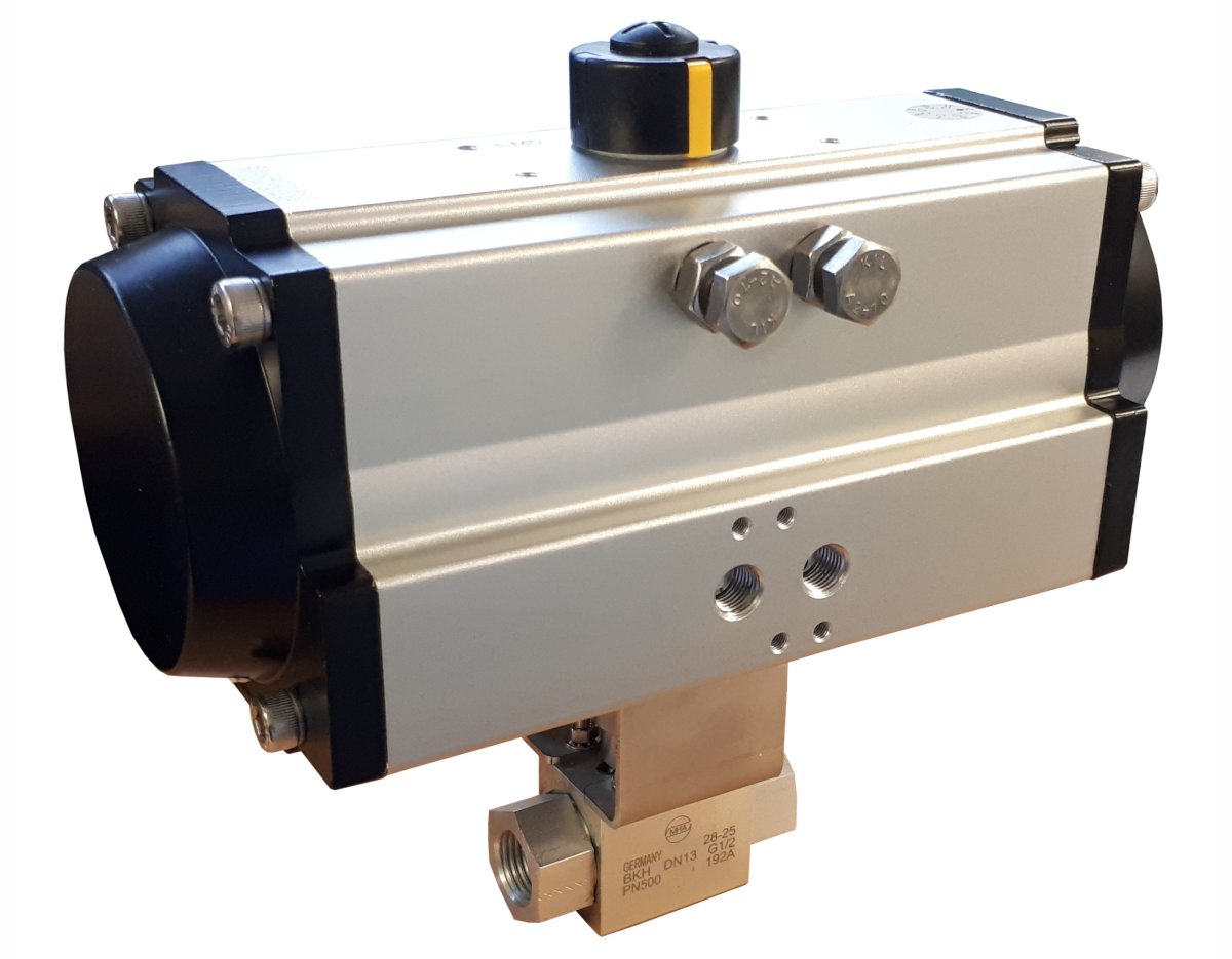 1/2 500 Bar High Pressure Ball Valve View of Actuator Namur Interface