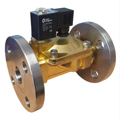 DN32 (11/4") flange brass solenoid valves designed for reliable control of air, water, oil, vacuum and steam in industrial applications.

→ Available in 2/2 way normally closed (NC) and normally open (NO) configurations
→ Suitable for general purpose and process control systems
→ Brass body construction for durability and corrosion resistance
→ Compatible with a wide range of media including air, water, light oils and steam
→ Flanged connection ensures secure installation and easy maintenance

These valves are ideal for use in industrial automation, heating systems, steam lines and general fluid control applications.