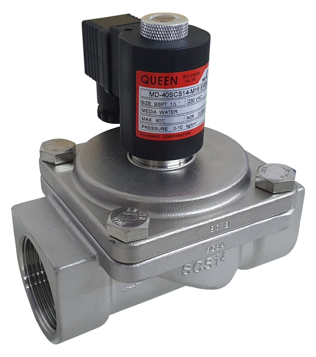 Kuhnway Corporation Queen MD series stainless steel solenoid valve 2/2 NC 0-10 Bar