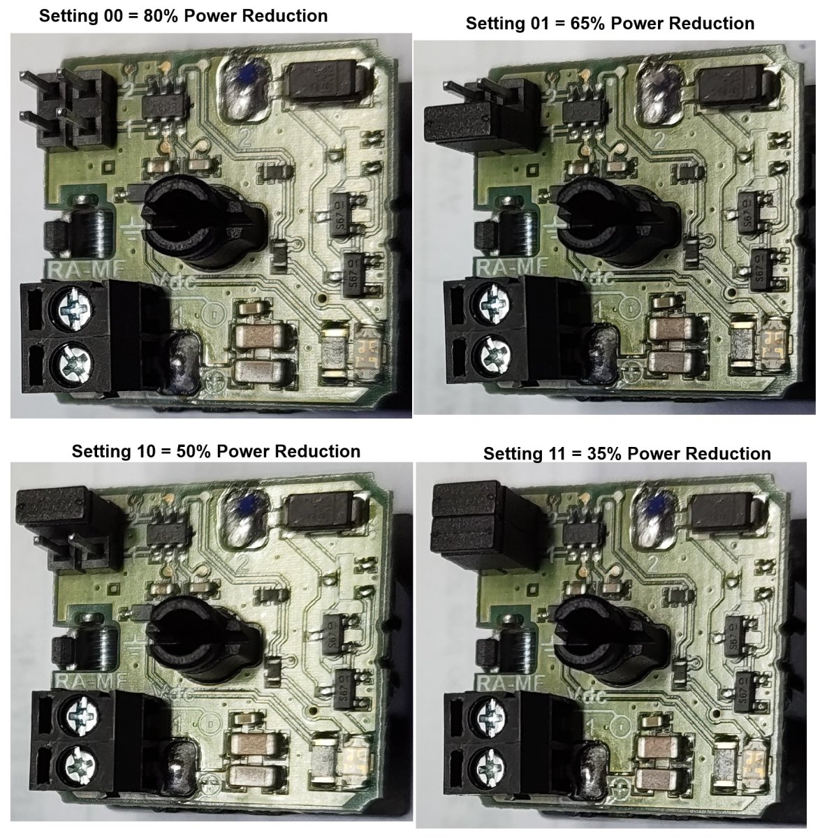 PWM DIN 43650 Connector jumper settings for reduced power consumption & coil heat