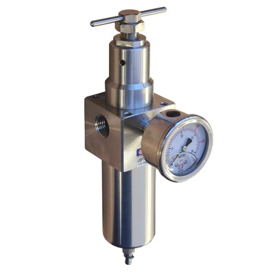 316 stainless steel compressed air filters, pressure regulators, lubricators and FRL assemblies designed for hygienic and corrosive industrial environments.

Manufactured from corrosion-resistant 316 stainless steel, these pneumatic air treatment components provide reliable filtration, pressure control and lubrication for compressed air systems operating up to 60 Bar.

Typical applications include food and beverage production, breweries, pharmaceutical plants, chemical processing and offshore compressed air systems.

The Shako stainless FRL range includes air filters, pressure regulators, lubricators, filter regulators and complete FRL sets with ATEX certification and high flow performance.