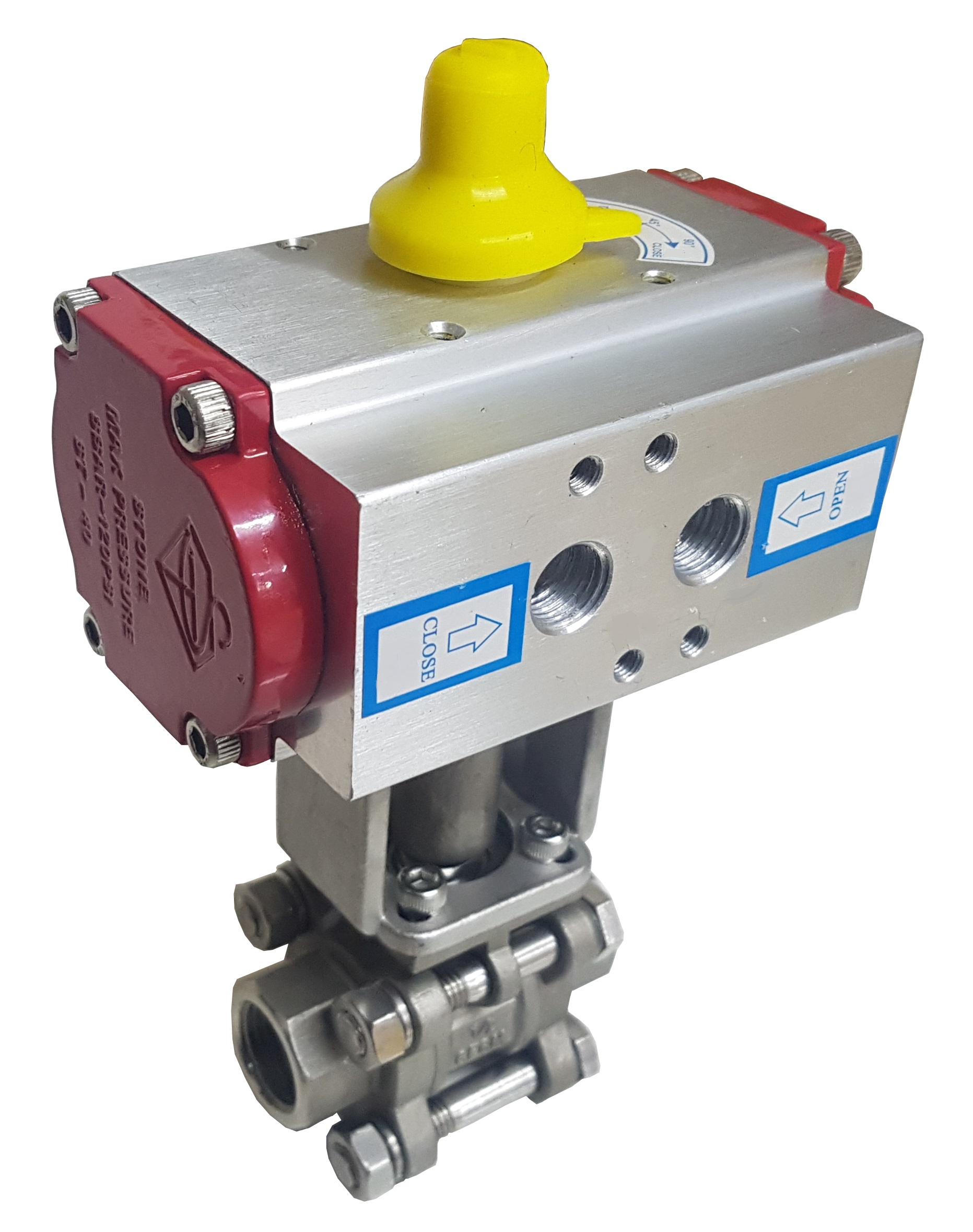 Air actuated ball valves 1/4 to 3 inch single or double acting.